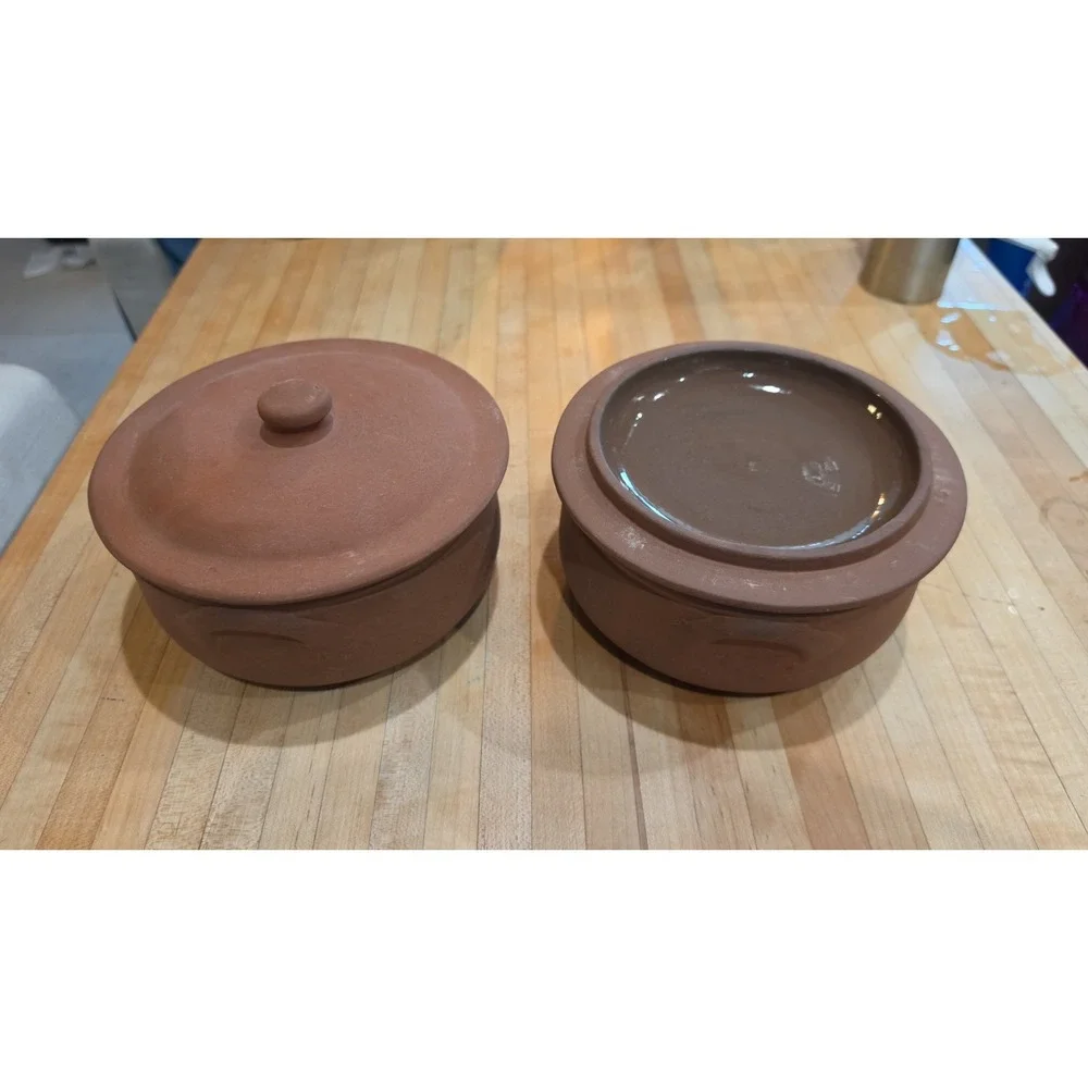 Lot 2 Crate & Barrel Terracotta Covered Casserole Dish Cottagecore Rustic Tuscan